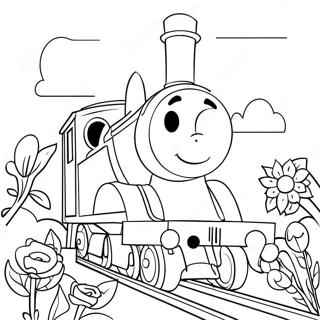 Page A Colorier Emily La Locomotive Avec Des Fleurs Colorees 72845-60149