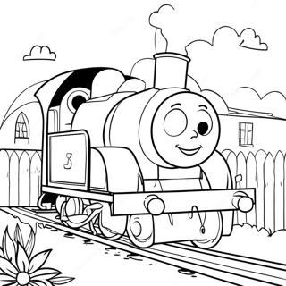 Page A Colorier Emily La Locomotive Avec Des Fleurs Colorees 72845-60150