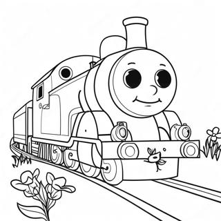 Page A Colorier Emily La Locomotive Avec Des Fleurs Colorees 72845-60151