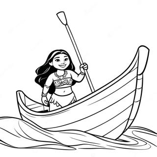 Page A Colorier De Moana Naviguant Sur Un Canoe 72-61