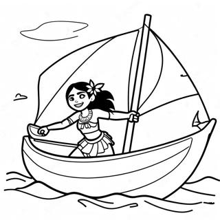 Page A Colorier De Moana Naviguant Sur Un Canoe 72-63