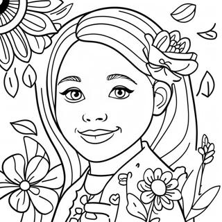 Page A Colorier De Fille Realiste Avec Des Fleurs 73095-60345