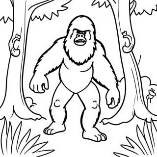 Page A Colorier Sasquatch Furtif Dans La Foret 73135-60381