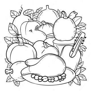 Page A Colorier De La Celebration De Thanksgiving Avec Des Instruments 73155-60396