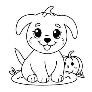 Page A Colorier De Chiot Mignon Dhalloween Avec Une Citrouille 7325-5957