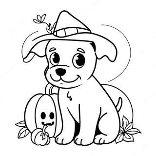 Page A Colorier De Chiot Mignon Dhalloween Avec Une Citrouille 7325-5958