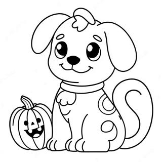 Page A Colorier De Chiot Mignon Dhalloween Avec Une Citrouille 7325-5959