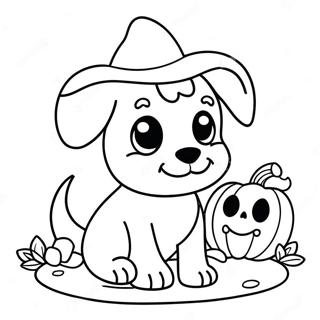 Page A Colorier De Chiot Mignon Dhalloween Avec Une Citrouille 7325-5960