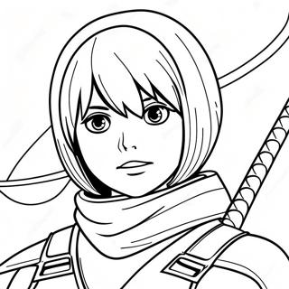 Page A Colorier De Mikasa En Tenue De Combat 73846-60948