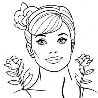 Page A Colorier De La Mignonne Audrey Avec Des Fleurs 73926-61010