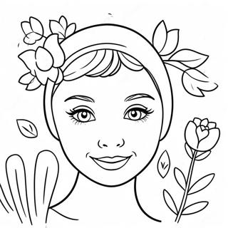 Page A Colorier De La Mignonne Audrey Avec Des Fleurs 73926-61012