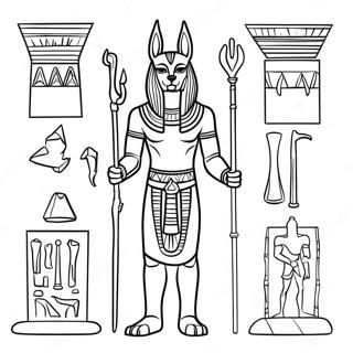 Page A Colorier Anubis Avec Des Artefacts Egyptiens 74016-61113