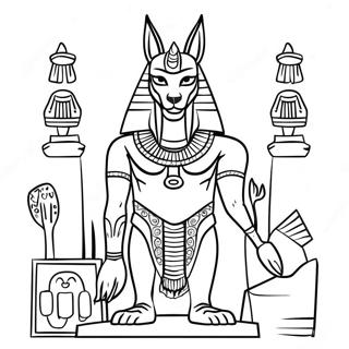 Page A Colorier Anubis Avec Des Artefacts Egyptiens 74016-61115