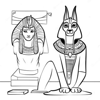 Page A Colorier Anubis Avec Des Artefacts Egyptiens 74016-61116