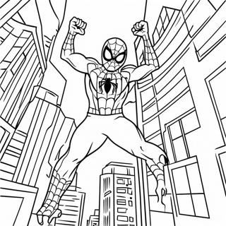 Page A Colorier Spiderman Zombie Se Balancant A Travers La Ville 74096-61134