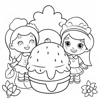 Page A Colorier De Gateau Aux Fraises Avec Des Amis 74166-61194