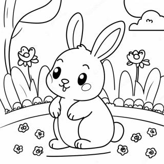 Page A Colorier De Lapin Mignon Dans Un Jardin 7425-6037