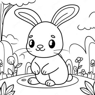 Page A Colorier De Lapin Mignon Dans Un Jardin 7425-6038