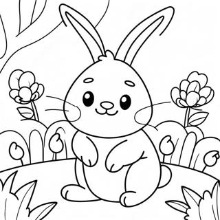 Page A Colorier De Lapin Mignon Dans Un Jardin 7425-6039