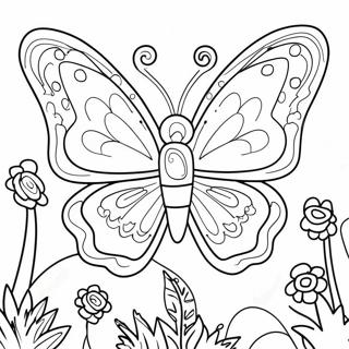 Page A Colorier De Papillon Colore Dans Un Jardin 74536-61505