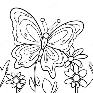 Page A Colorier De Papillon Colore Dans Un Jardin 74536-61506