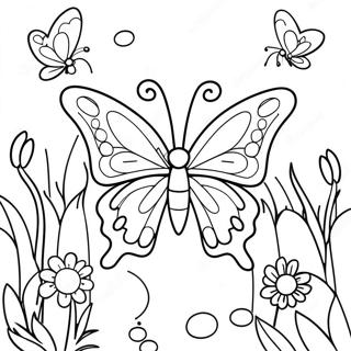 Page A Colorier De Papillon Colore Dans Un Jardin 74536-61507