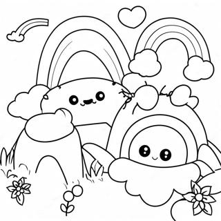 Page A Colorier Des Adorables Amis Arc En Ciel Roses 74626-61563