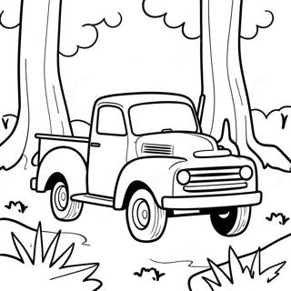 Page A Colorier De Petit Camion Bleu Traversant La Foret 7504-6099