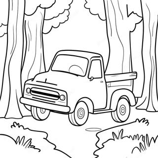 Page A Colorier De Petit Camion Bleu Traversant La Foret 7504-6100