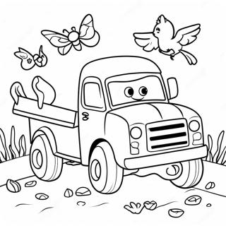 Page A Colorier De Petit Camion Bleu Avec Des Animaux Amicaux 7505-6101