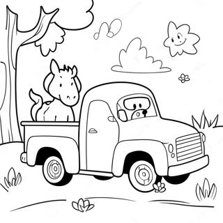 Page A Colorier De Petit Camion Bleu Avec Des Animaux Amicaux 7505-6103