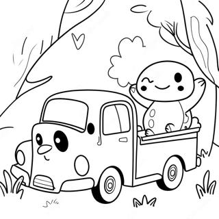 Page A Colorier De Petit Camion Bleu Avec Des Animaux Amicaux 7505-6104