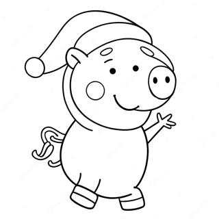 Page A Colorier De Peppa Pig Avec Un Chapeau De Pere Noel 7835-6365