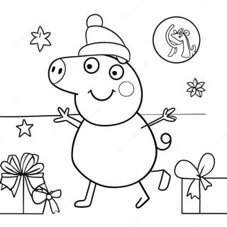 Page A Colorier De Peppa Pig Avec Un Chapeau De Pere Noel 7835-6366