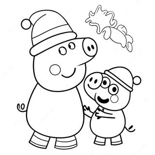 Page A Colorier De Peppa Pig Avec Un Chapeau De Pere Noel 7835-6367