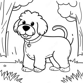 Page A Colorier Goldendoodle Duveteux Jouant Dans Le Parc 7935-6445