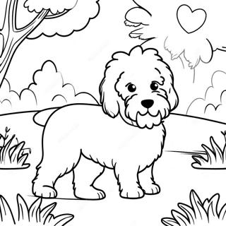 Page A Colorier Goldendoodle Duveteux Jouant Dans Le Parc 7935-6447