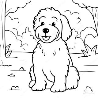 Page A Colorier Goldendoodle Duveteux Jouant Dans Le Parc 7935-6448