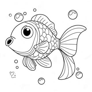 Page A Colorier Mignon Poisson Rouge Avec Des Bulles 8005-6502