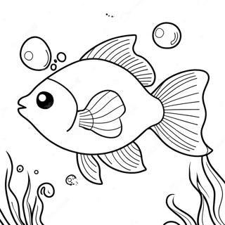 Page A Colorier Mignon Poisson Rouge Avec Des Bulles 8005-6503