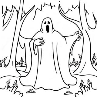 Page A Colorier De Ghostface Dans Une Foret Hantee 802-642