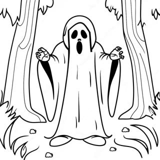 Page A Colorier De Ghostface Dans Une Foret Hantee 802-644