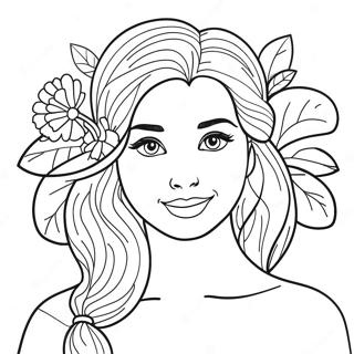 Page A Colorier Belle Fille Avec Des Fleurs 8045-6533