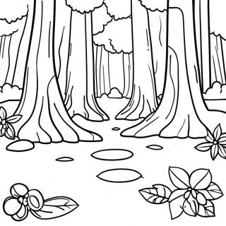 Page A Colorier De Scene Forestiere Realiste De La Nature 8114-6587