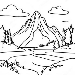 Page A Colorier De Paysage Montagneux Realiste De La Nature 8115-6590