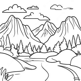 Page A Colorier De Paysage Montagneux Realiste De La Nature 8115-6591