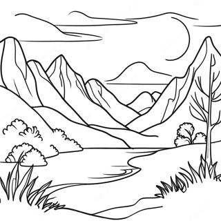 Page A Colorier De Paysage Montagneux Realiste De La Nature 8115-6592