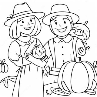 Page A Colorier De La Famille De Pelerins De Thanksgiving 8125-6598