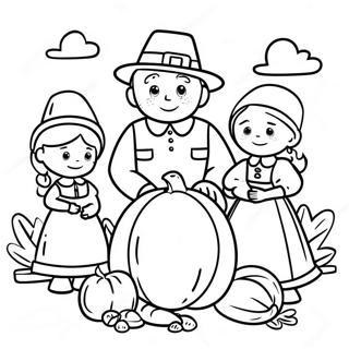 Page A Colorier De La Famille De Pelerins De Thanksgiving 8125-6599