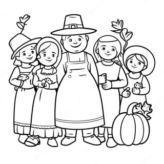 Page A Colorier De La Famille De Pelerins De Thanksgiving 8125-6600